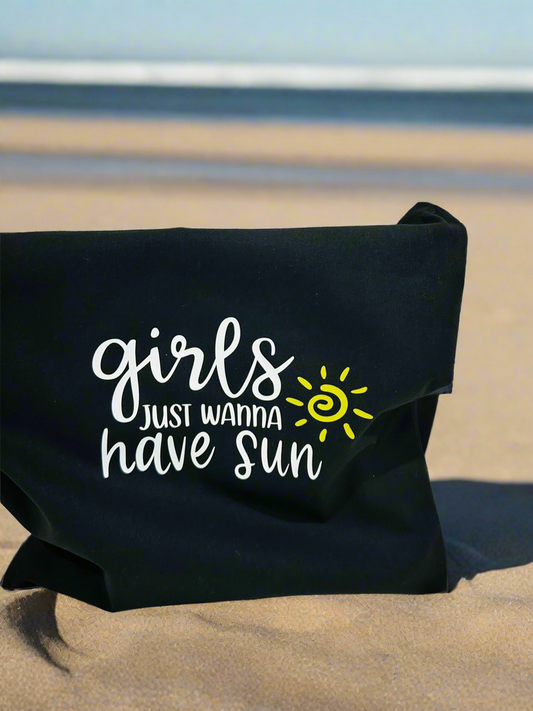 🌞 Girls Just Wanna Have Sun – Cotton Tote Bag (15x16")
