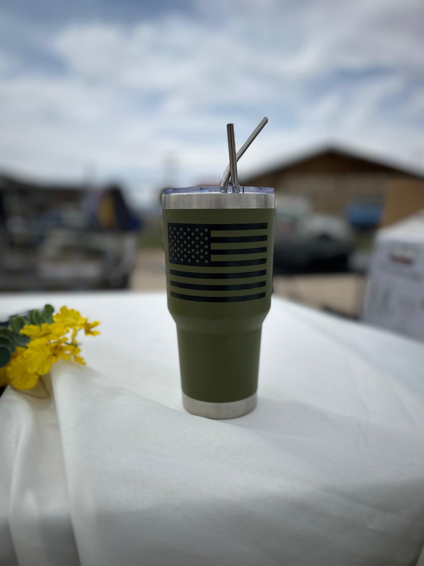30 oz greenSunshine Stainless Steel Tumbler – American Flag Design | Double Wall Vacuum Insulated