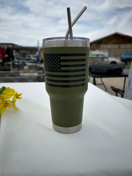 30 oz greenSunshine Stainless Steel Tumbler – American Flag Design | Double Wall Vacuum Insulated
