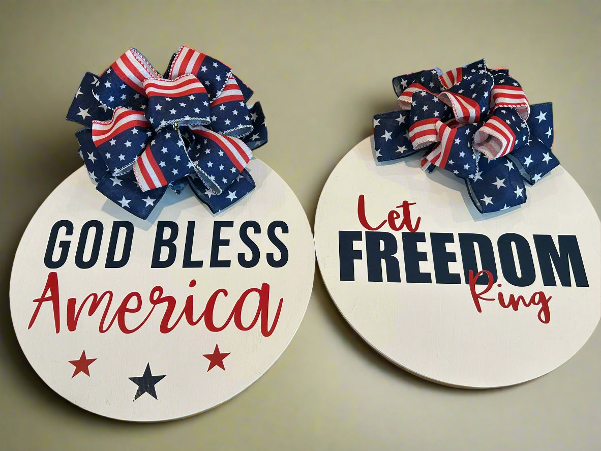 14-Inch Fourth of July Door Sign – Patriotic Red, White & Blue Decor