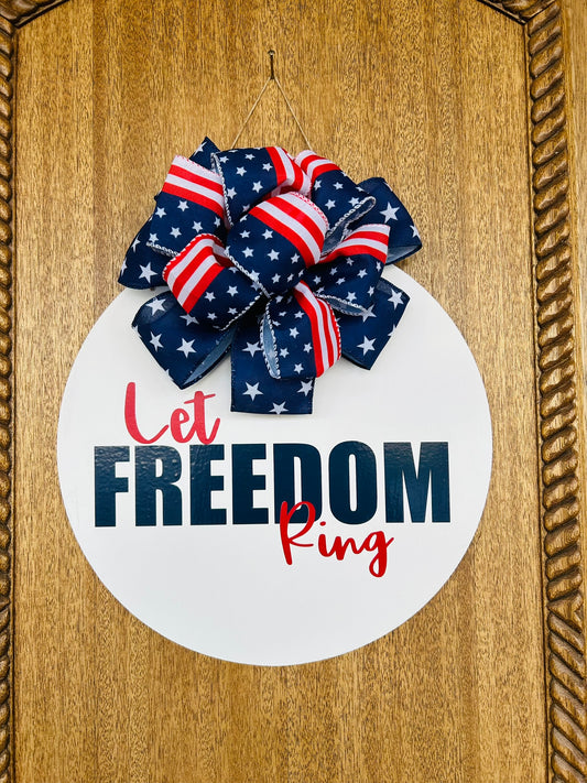 14-Inch Fourth of July Door Sign – Patriotic Red, White & Blue Decor