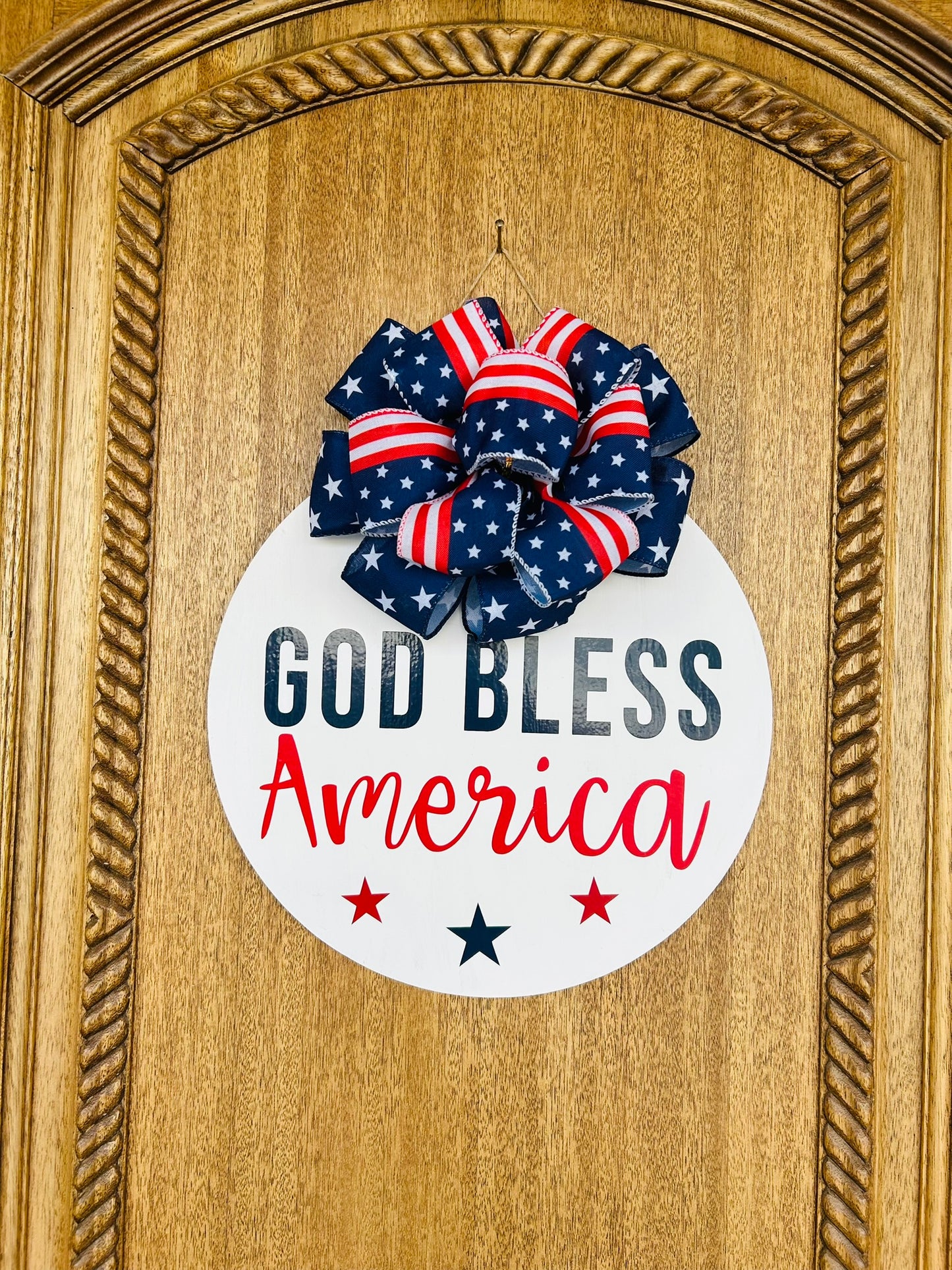 14-Inch Fourth of July Door Sign – Patriotic Red, White & Blue Decor