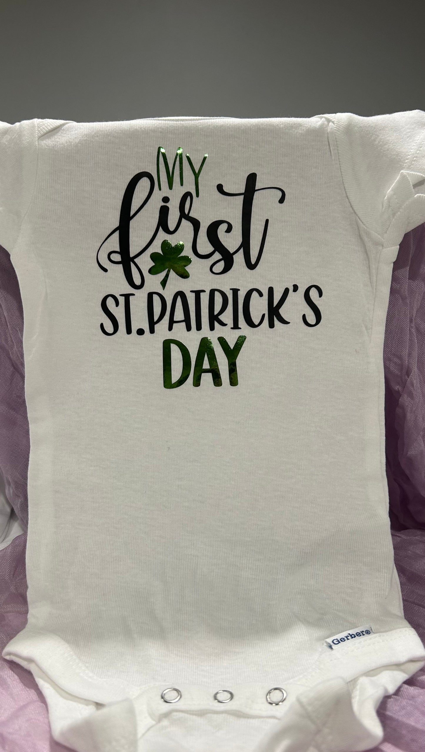 St. Patrick’s Day Baby Onesie – “My First St. Patrick’s Day” ☘️👶