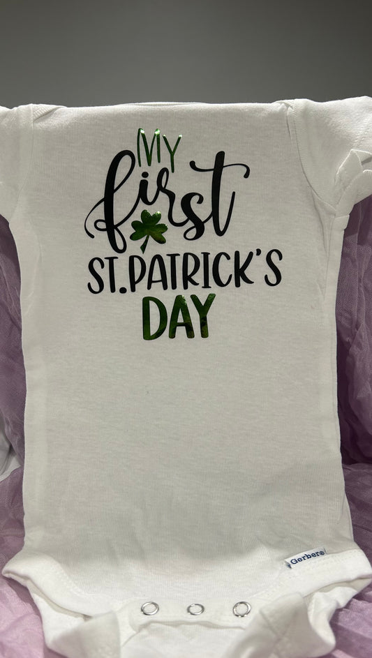 St. Patrick’s Day Baby Onesie – “My First St. Patrick’s Day” ☘️👶