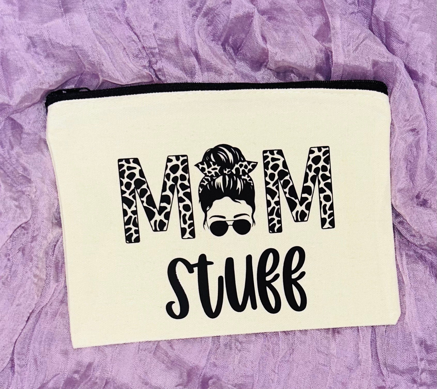 Mom Stuff β 8x5 Canvas Makeup Pouch