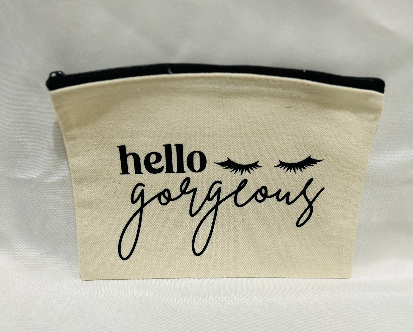 8x5 Canvas Makeup Bag β "Hello Gorgeous" with Eyelash Design πποΈ