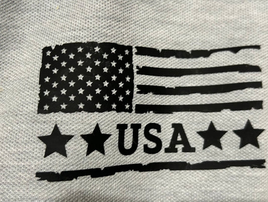 Men's Cotton-Polyester Polo with Distressed American Flag