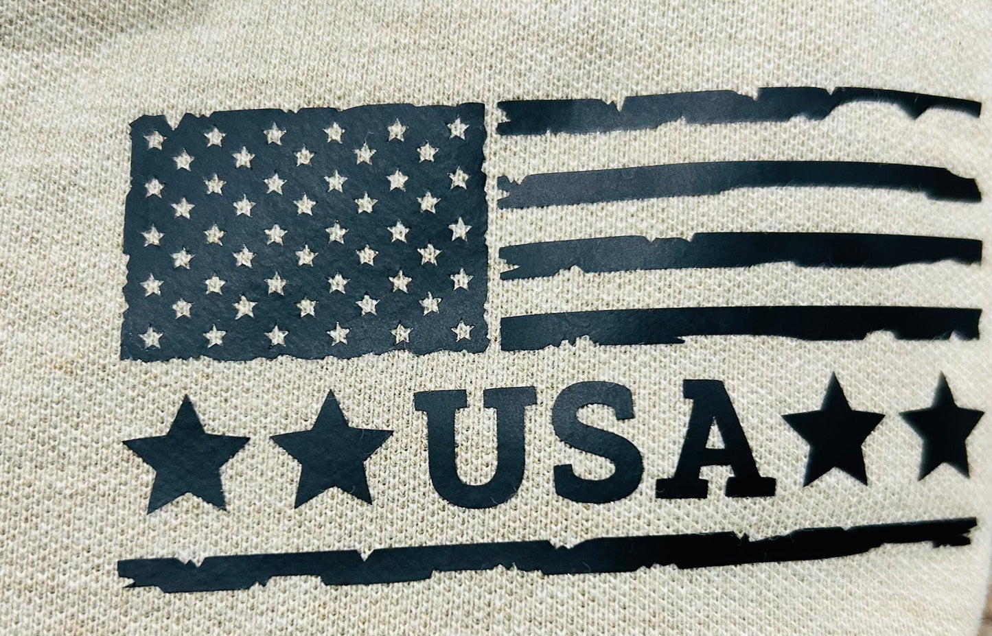 Men's Cotton-Polyester Polo with Distressed American Flag