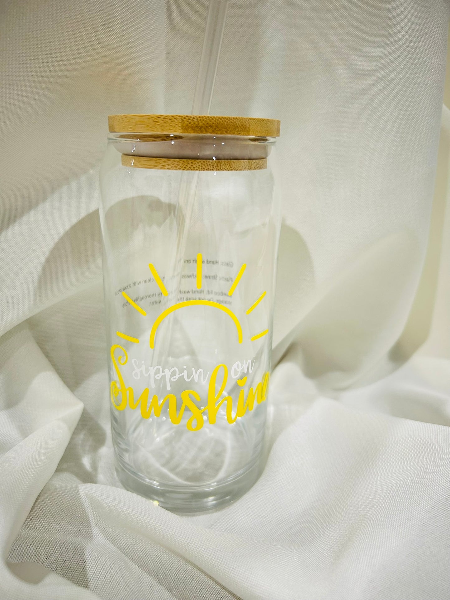 ☀️ Sippin' on Sunshine – 20 oz Glass Tumbler w/ Bamboo Lid & Straw ☀️