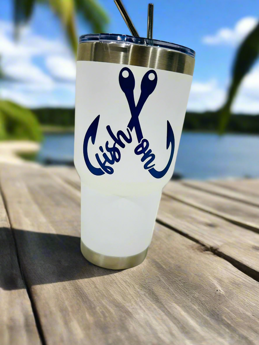 🎣 30oz Stainless Steel Double Vacuum Tumbler – American Flag Bass Edition