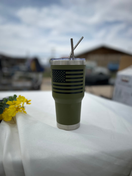 30 oz greenSunshine Stainless Steel Tumbler – American Flag Design | Double Wall Vacuum Insulated