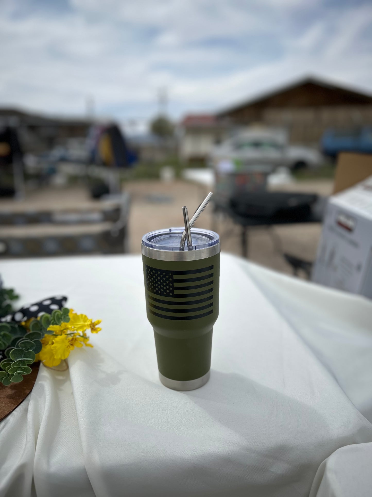 30 oz greenSunshine Stainless Steel Tumbler – American Flag Design | Double Wall Vacuum Insulated