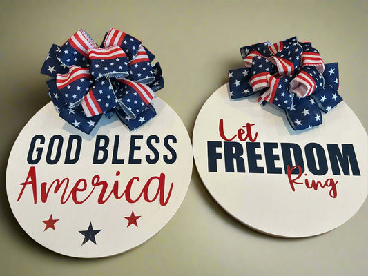 14-Inch Fourth of July Door Sign – Patriotic Red, White &amp; Blue Decor