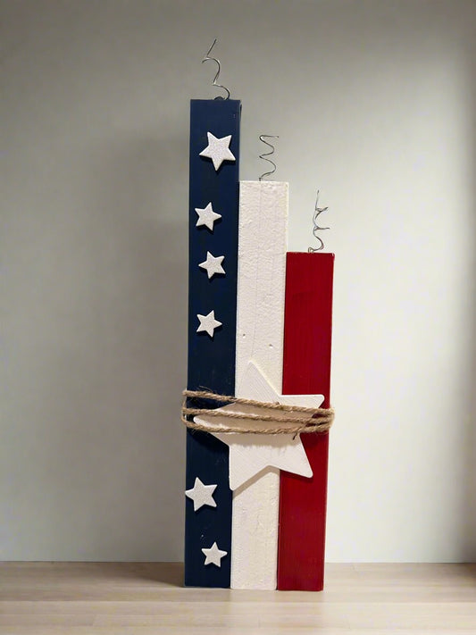 Handcrafted Fourth of July Wooden Table Decoration